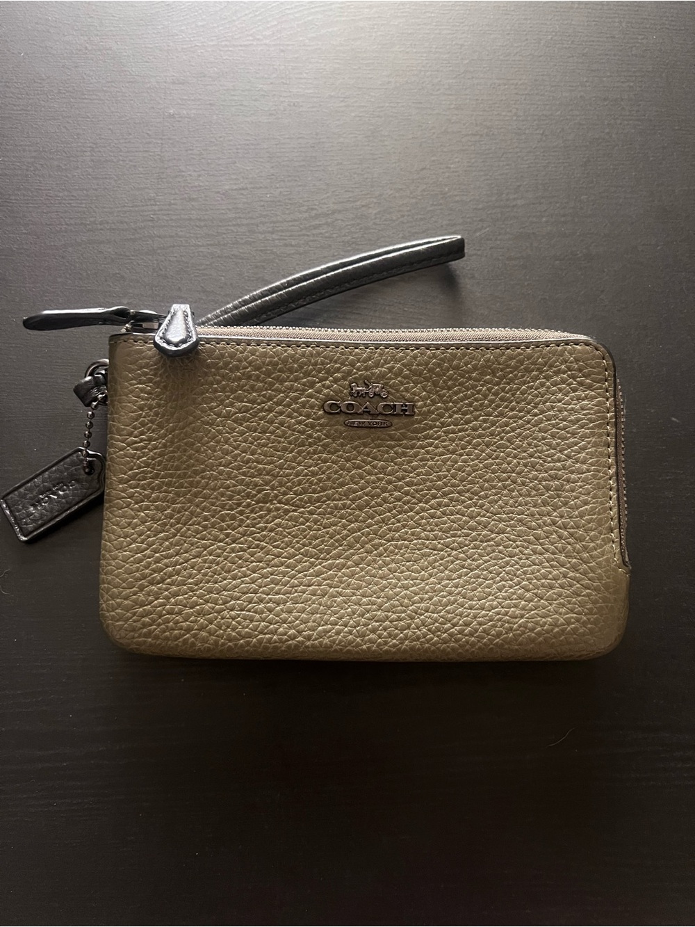 Coach Olive Pebbled Leather Wristlet